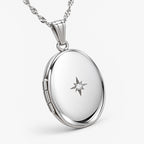 Diamond Oval Photo Locket