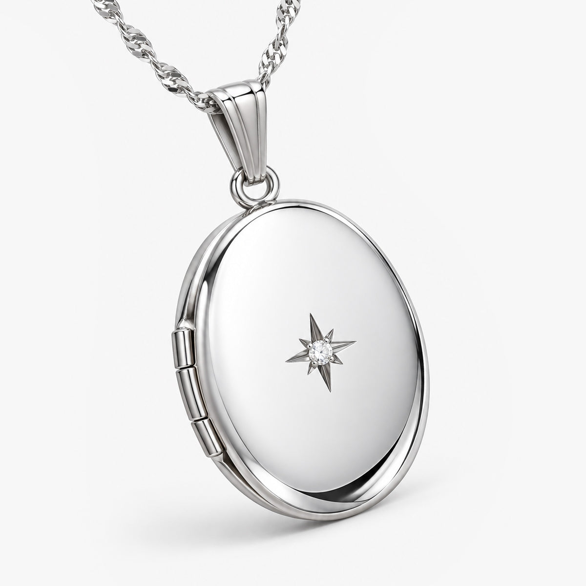 Diamond Oval Photo Locket