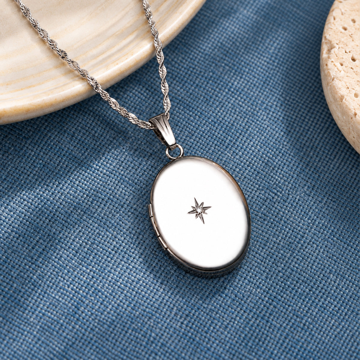 Diamond Oval Photo Locket - lifestyle
