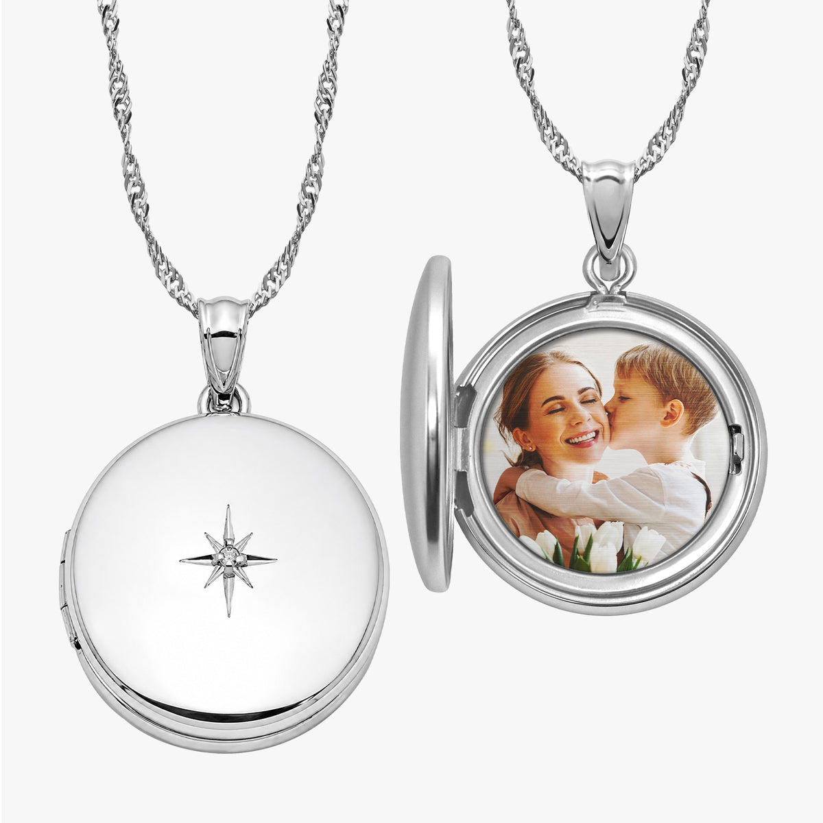 Diamond Round Photo Locket