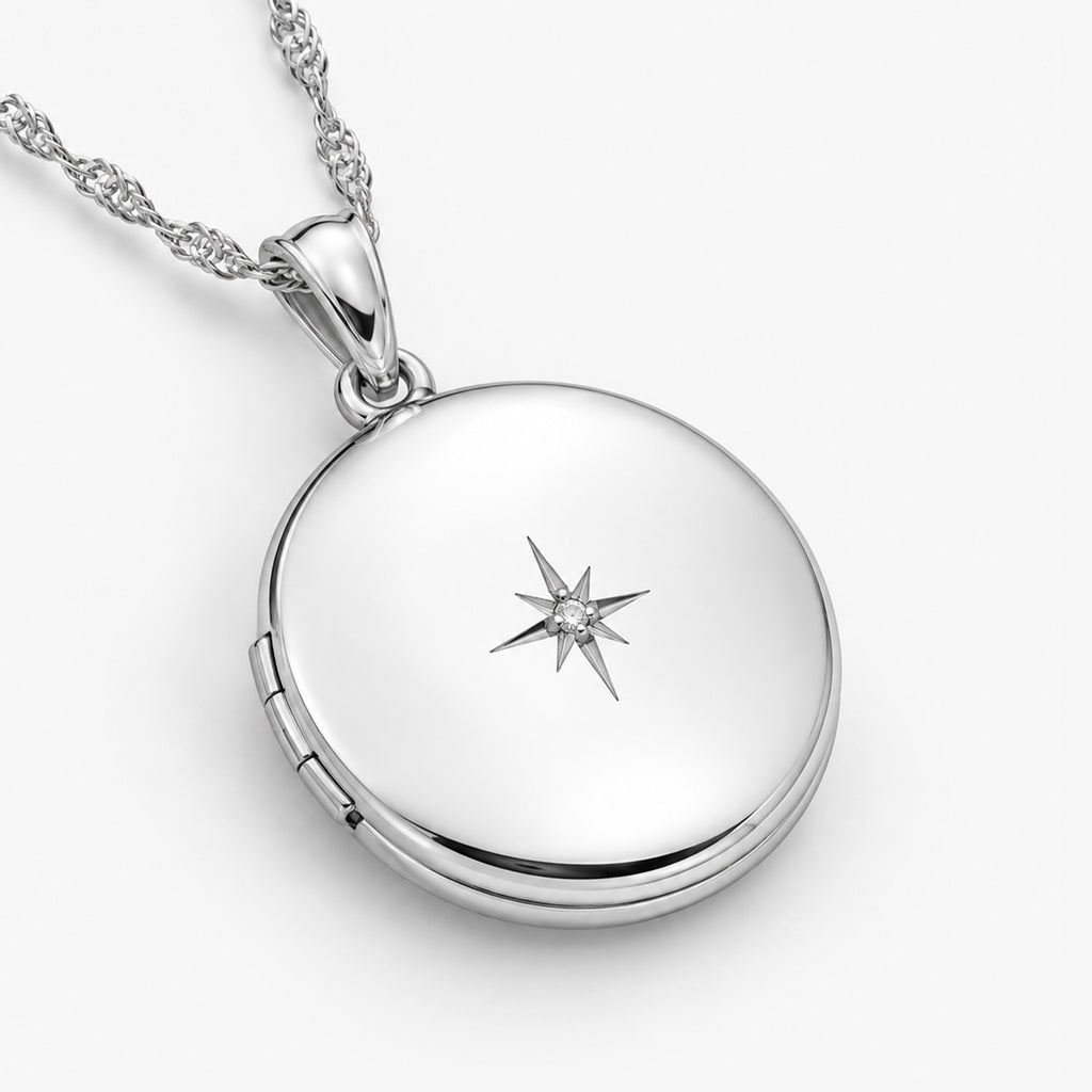 Diamond Round Photo Locket