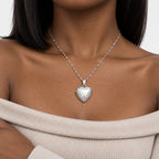 Heart Four Photo Locket - on model