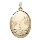 14K Gold Filled Lovebird Oval Photo Locket
