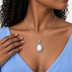 Oval Small Photo Locket - on model