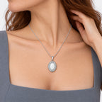 Oval Small Photo Locket - on model