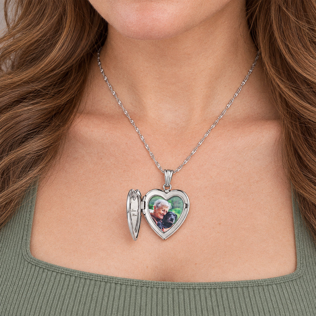 Mom Sweetheart Photo Locket - on model