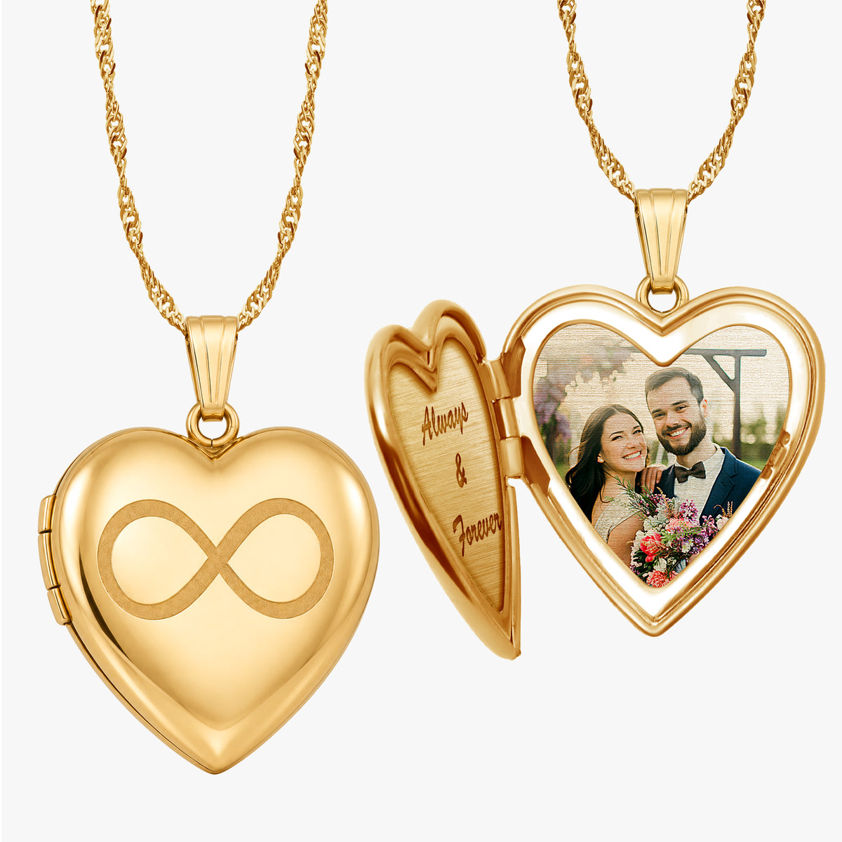 14K Gold-Filled Infinity Heart Photo Locket