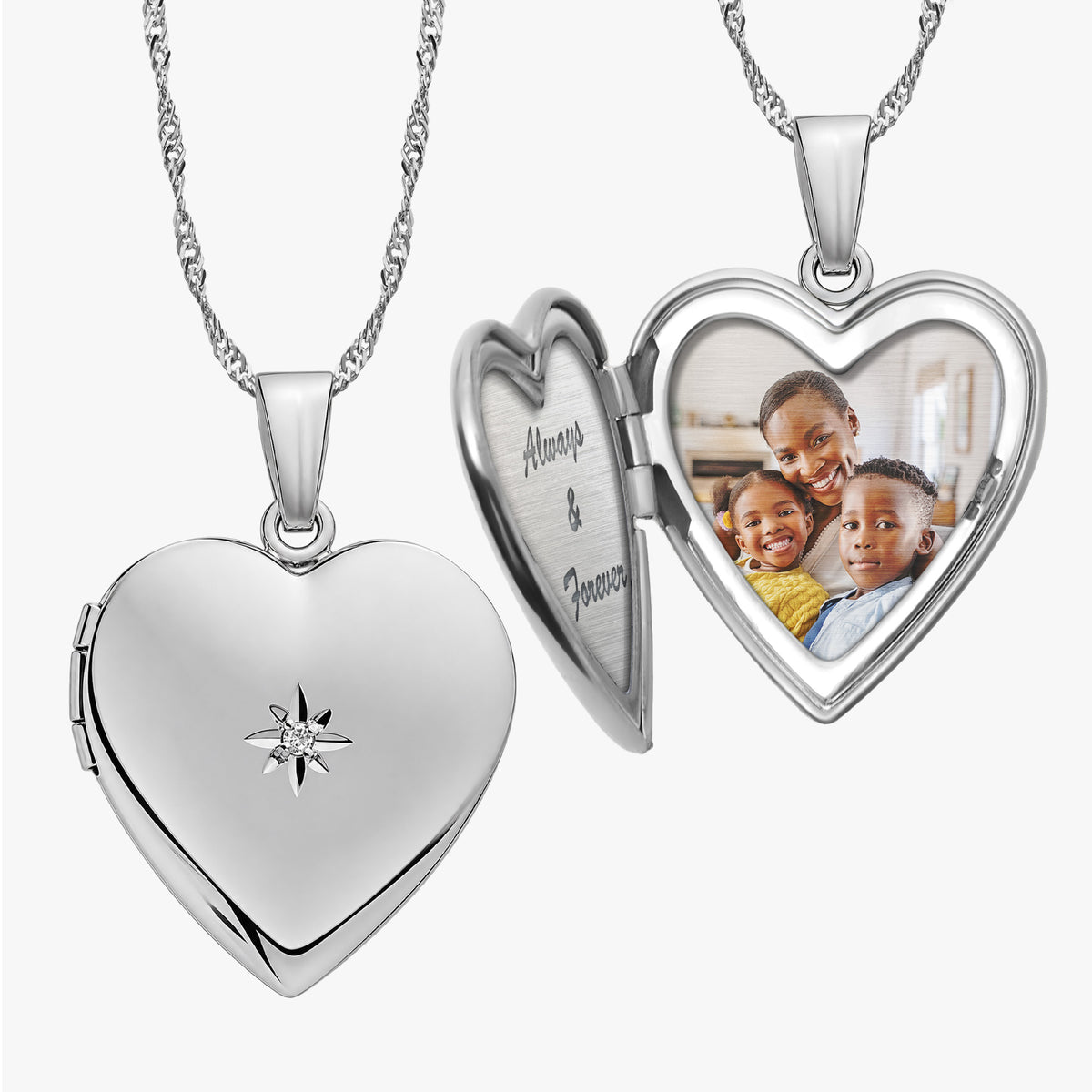 Diamond Heart Photo Locket