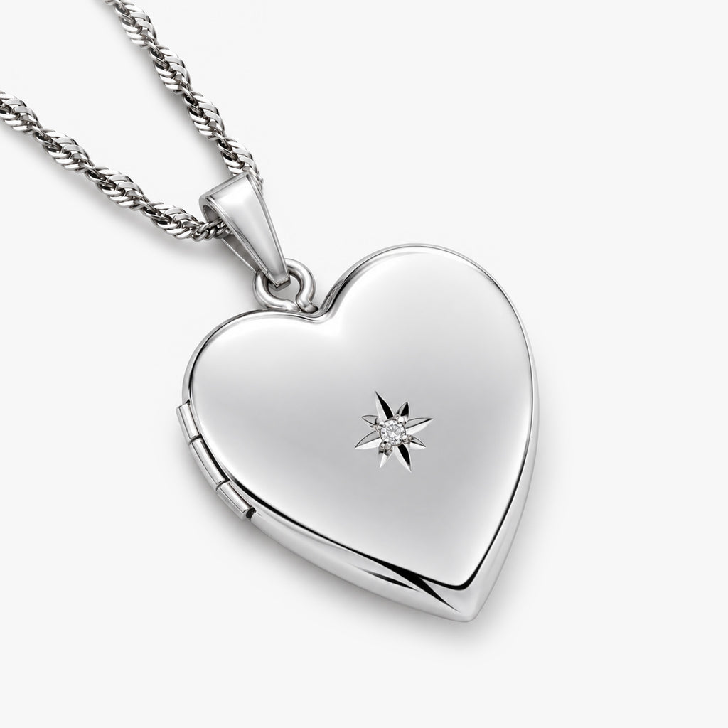 Diamond Heart Photo Locket