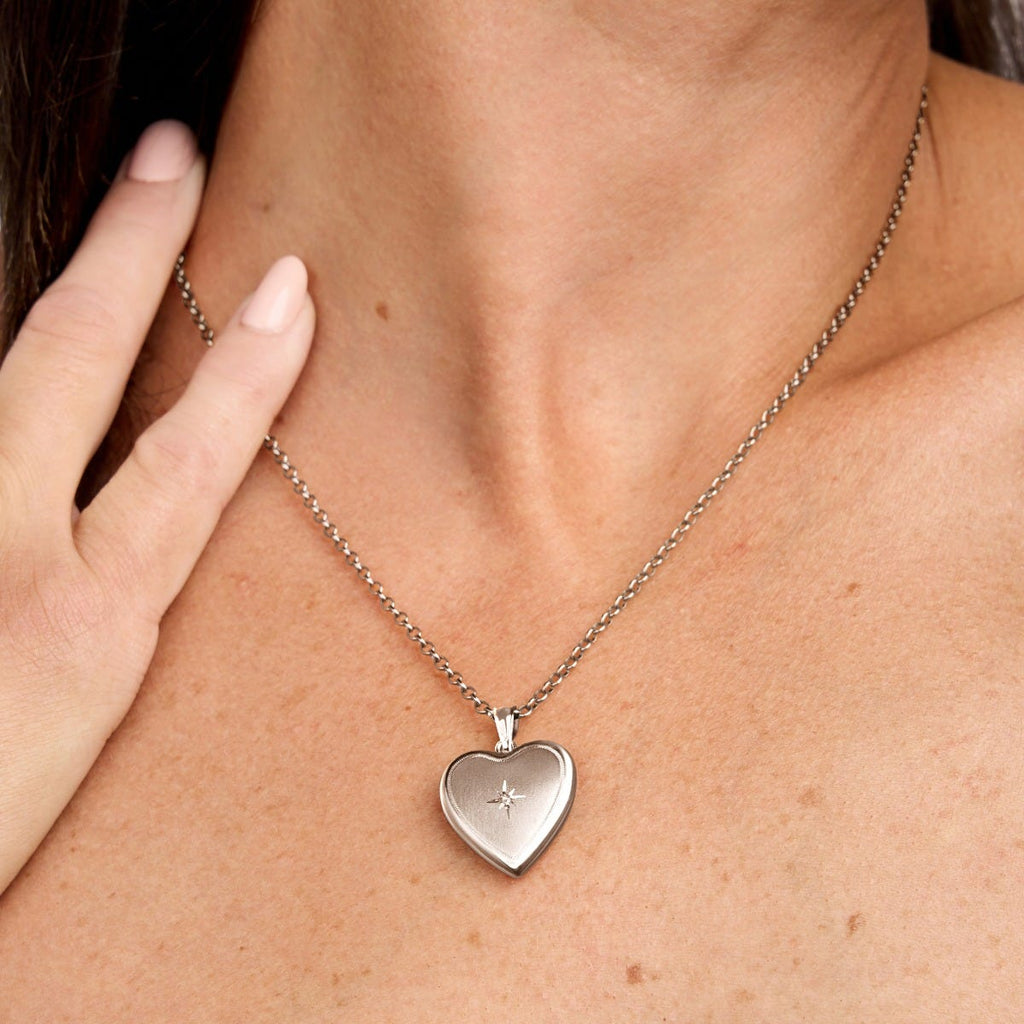 Diamond Heart Photo Locket