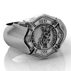 Silver Saint Florian firefighter badge ring product photo (PG71195, secondary photo 0)