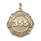Gold firefighter badge with sample engraving, clean close-up. (PG71196, secondary photo 1)