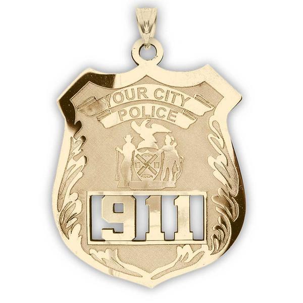 Personalized police badge — yellow gold front