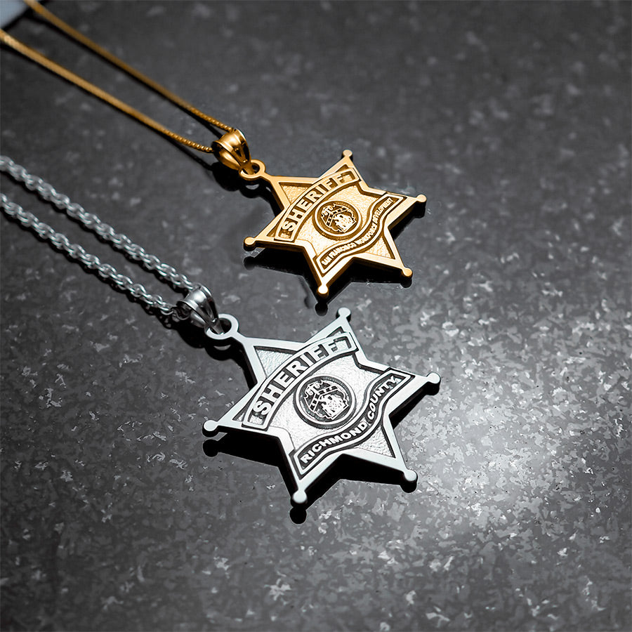 Sheriff star badge pendants displayed on a dark background (PG71204, secondary photo 2)