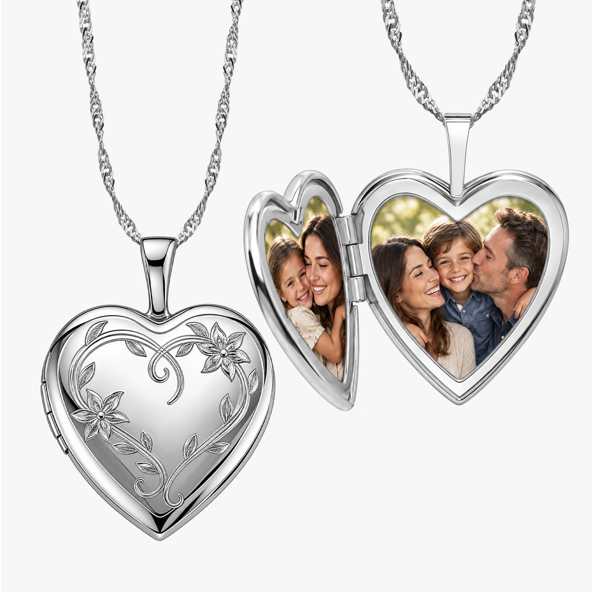 Floral Vine Heart Photo Locket