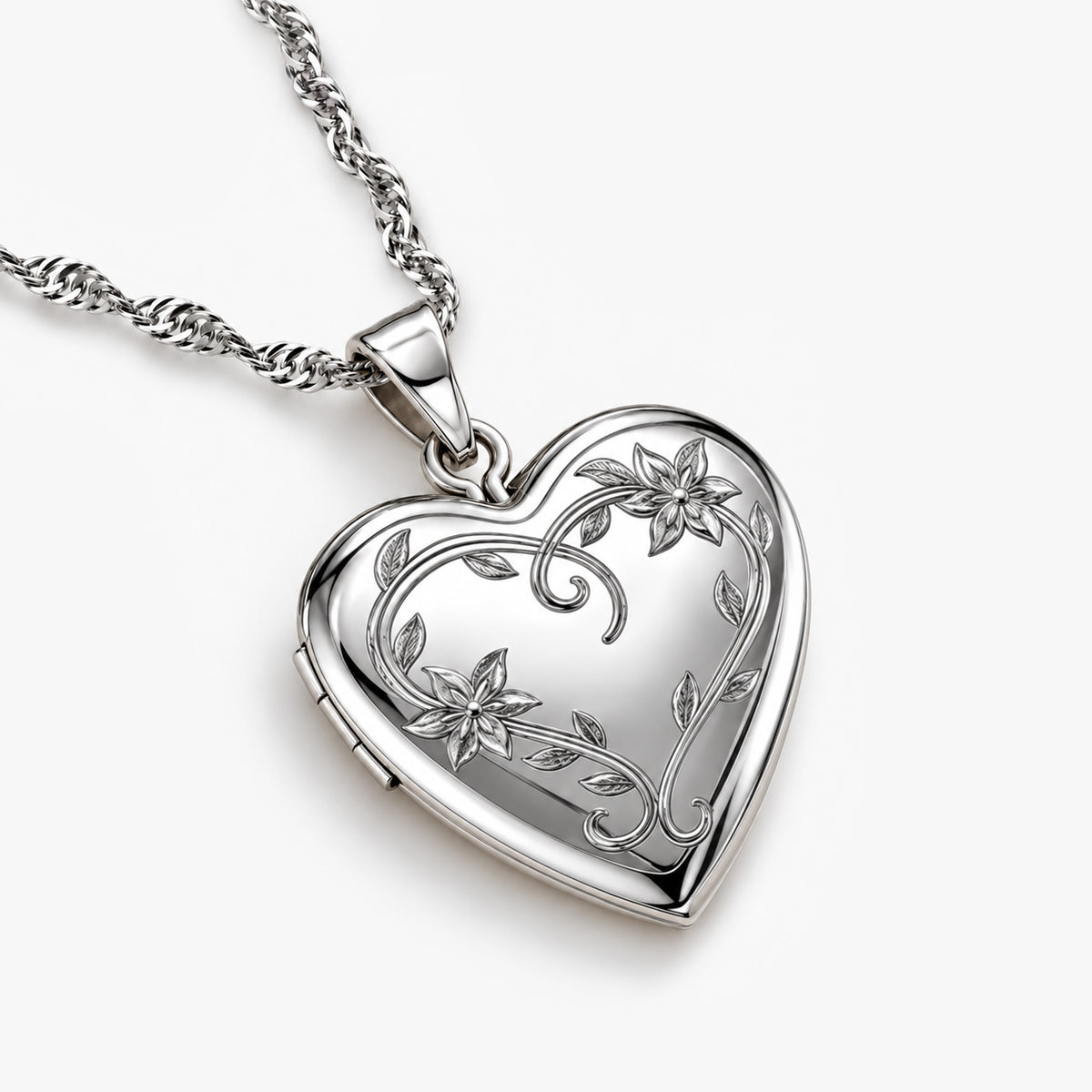 Floral Vine Heart Photo Locket