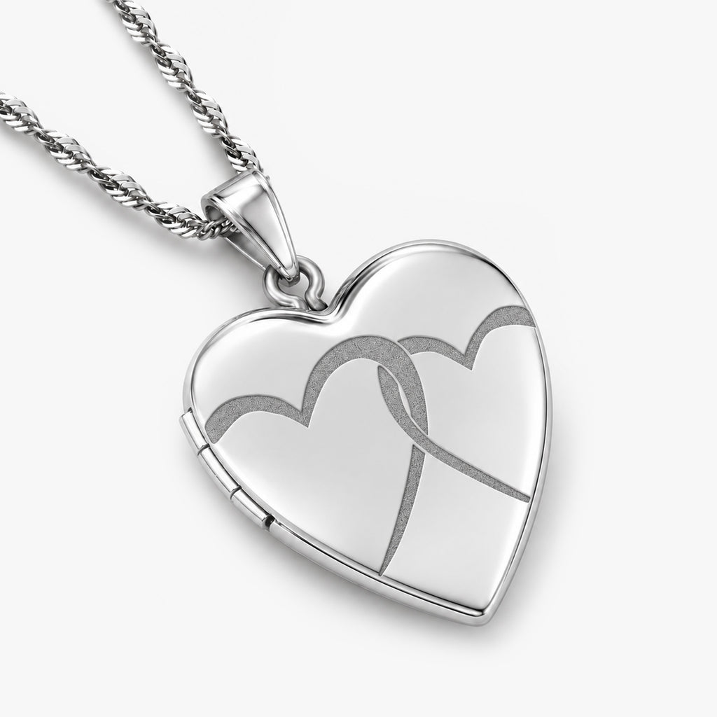 Interlocking Hearts Heart Photo Locket
