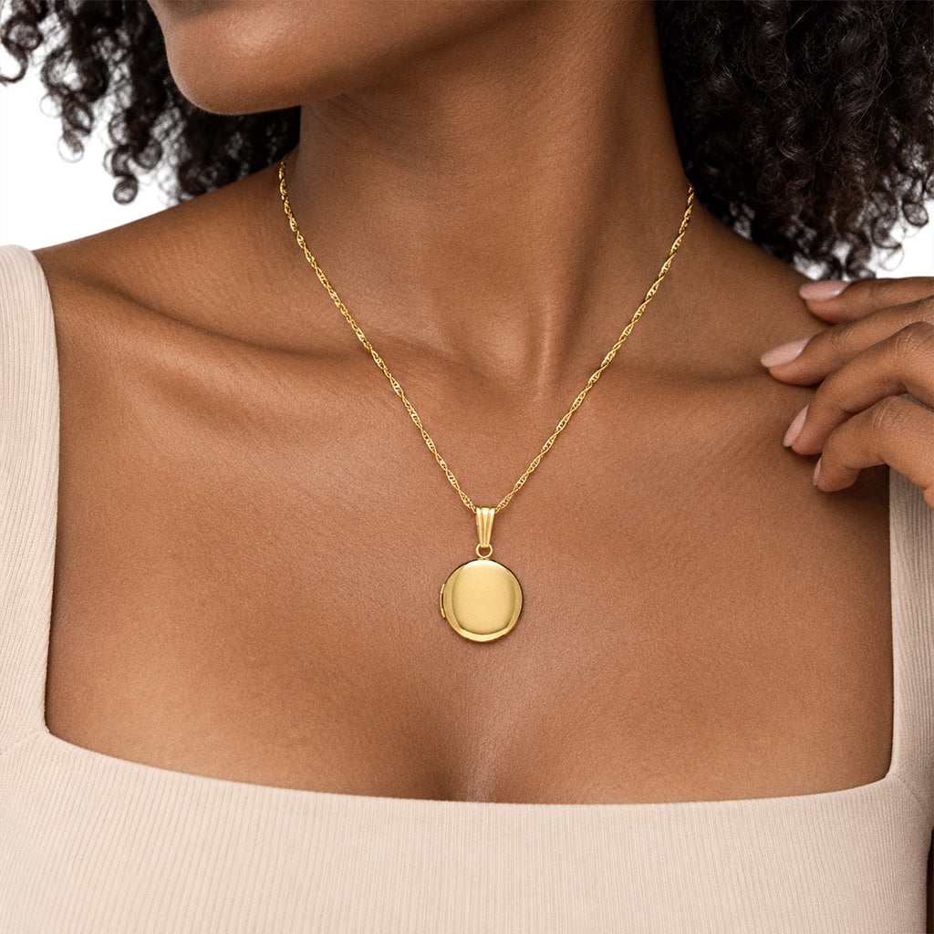 Build Your Own 2-Photo Round Locket - on model