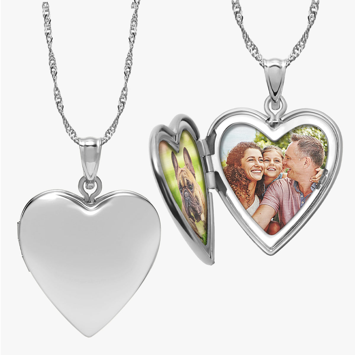 Build Your Own 2-Picture Sterling Silver Heart Locket