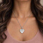 Build Your Own 2-Picture Sterling Silver Heart Locket - on model