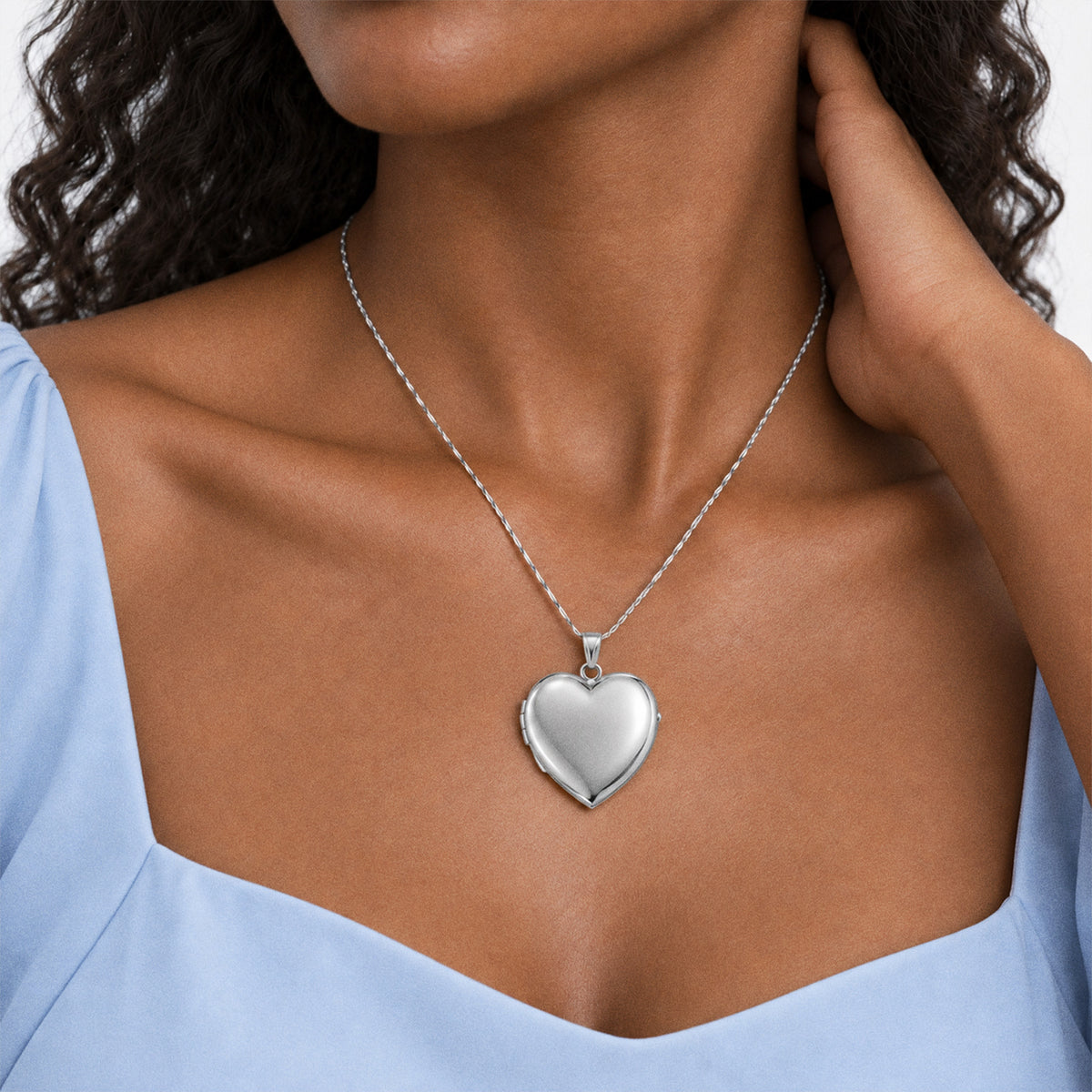 Build Your Own 4 or Four Picture Heart Locket - on model