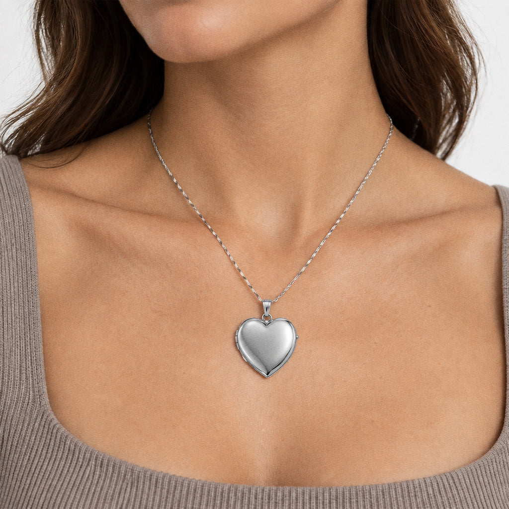 Build Your Own 4 or Four Picture Heart Locket - on model