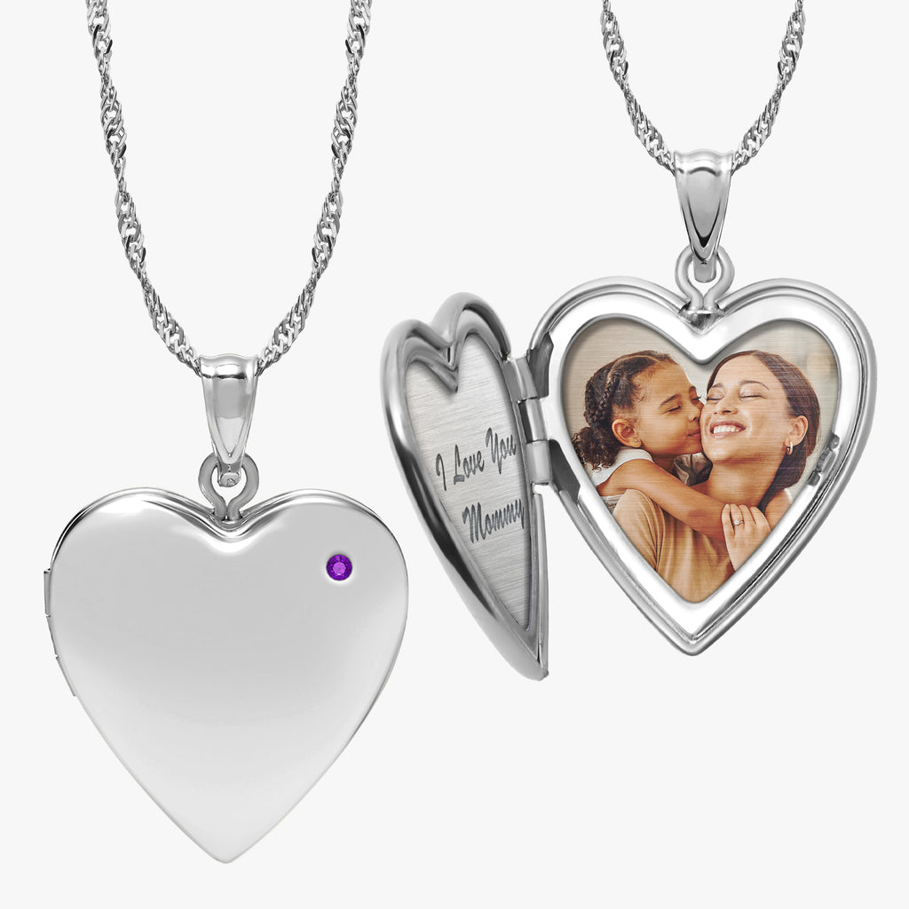 Birthstone Heart Photo Locket