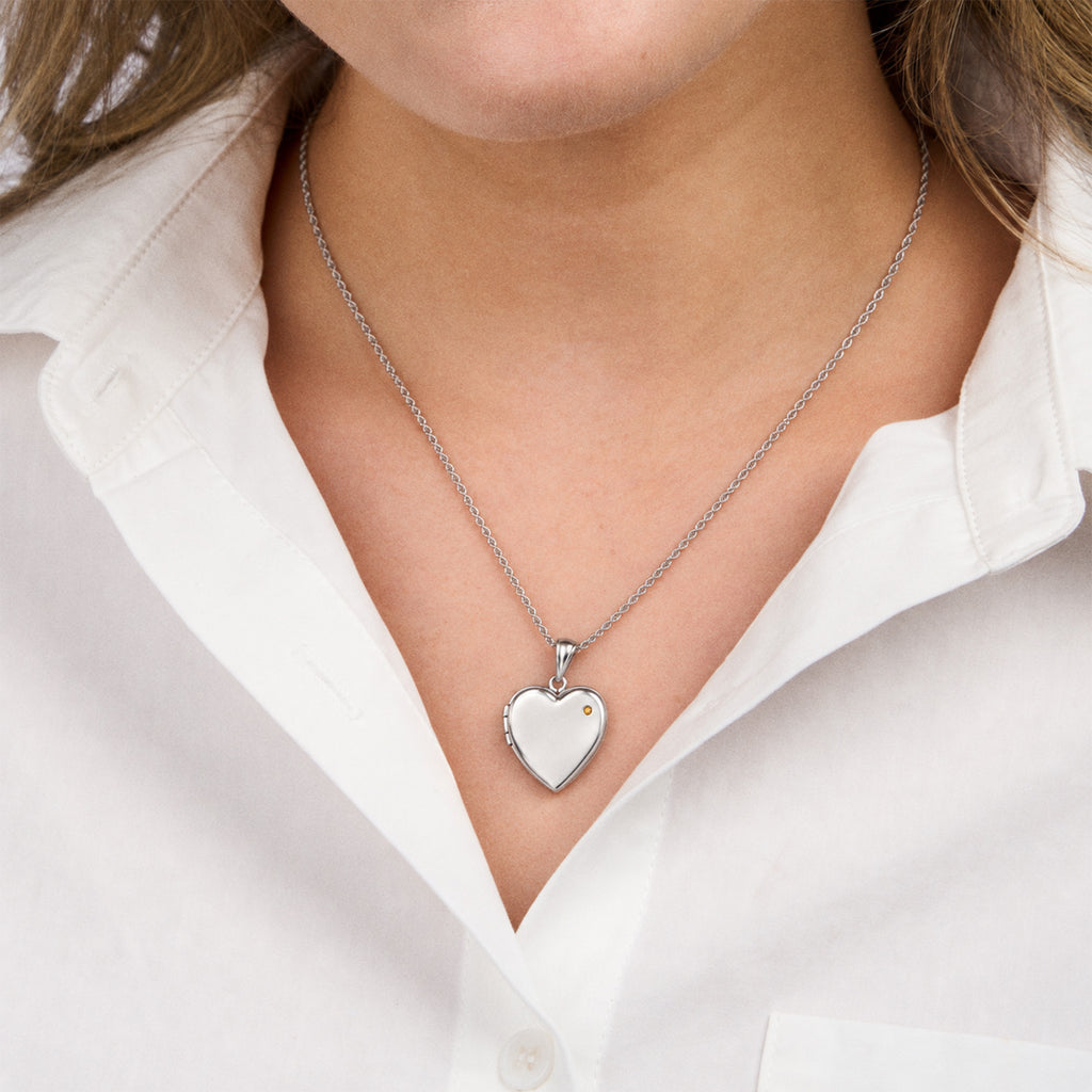 Birthstone Heart Photo Locket - on model