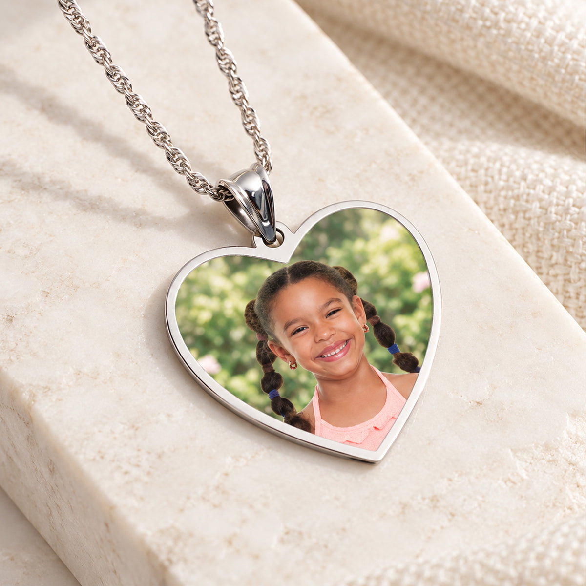Heart with Border Photo Pendant Charm - lifestyle