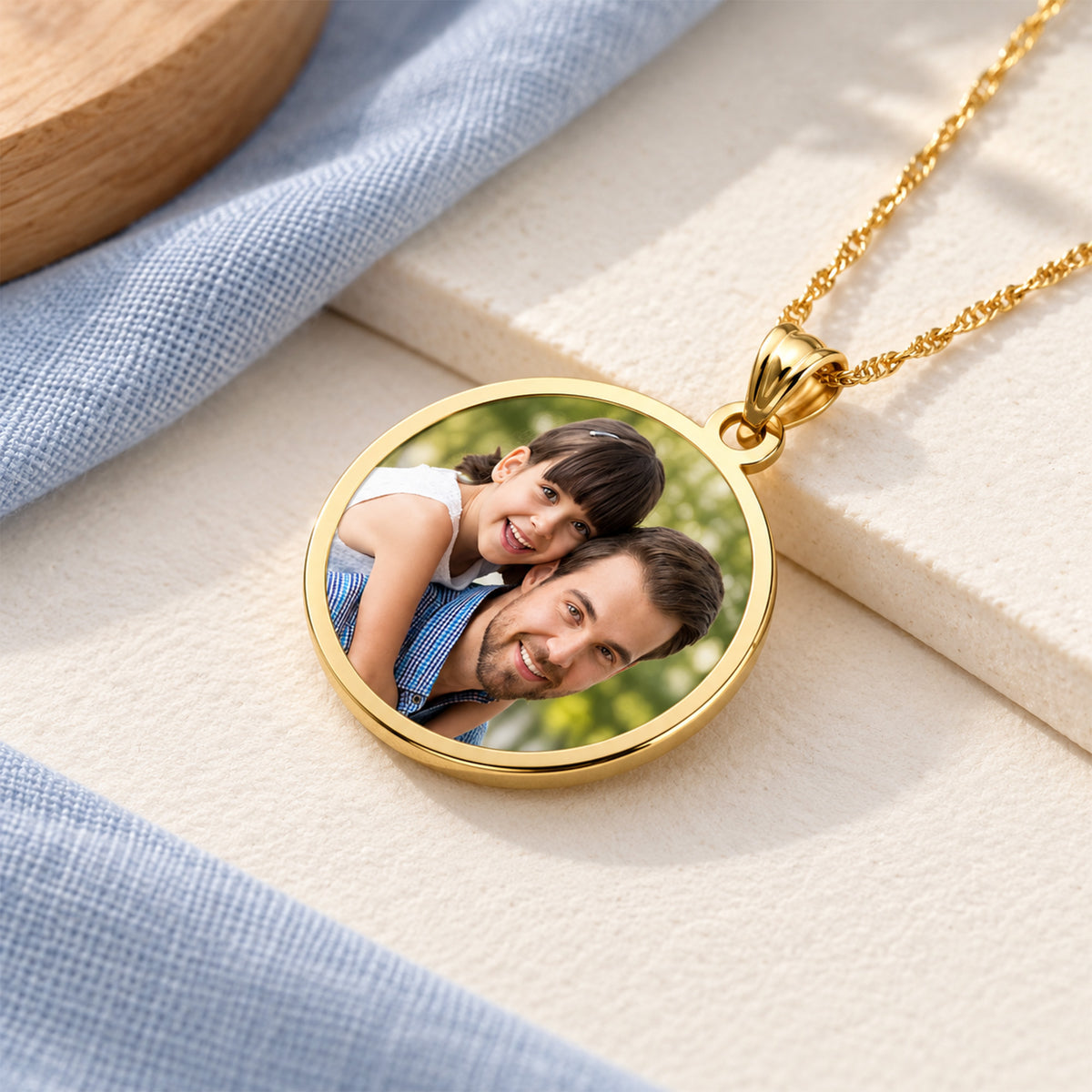 Round with Border Photo Pendant - lifestyle