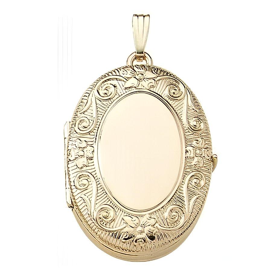 Solid 14K Yellow Gold Oval Four Photo Locket