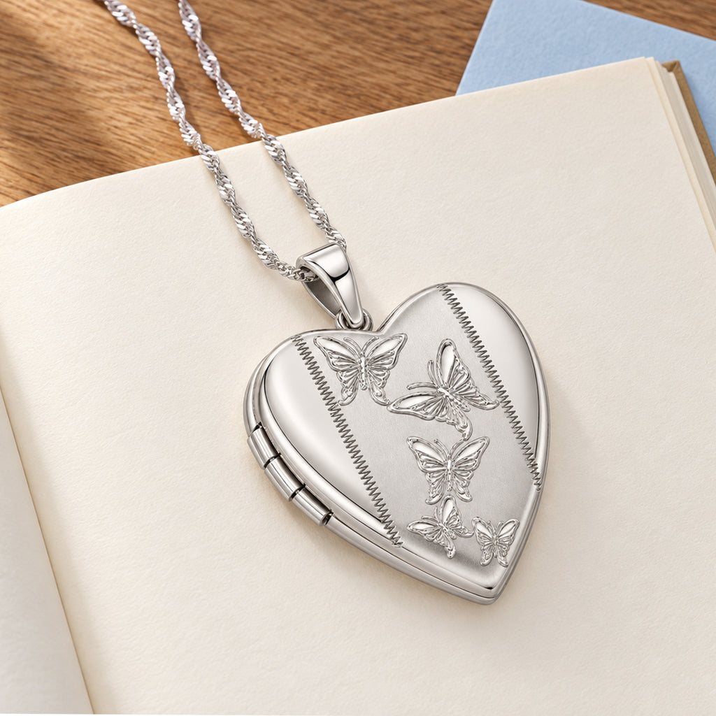 Butterfly Heart Photo Locket - lifestyle