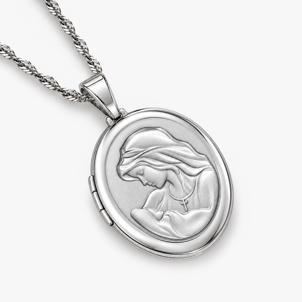 Mother and Child Oval Photo Locket