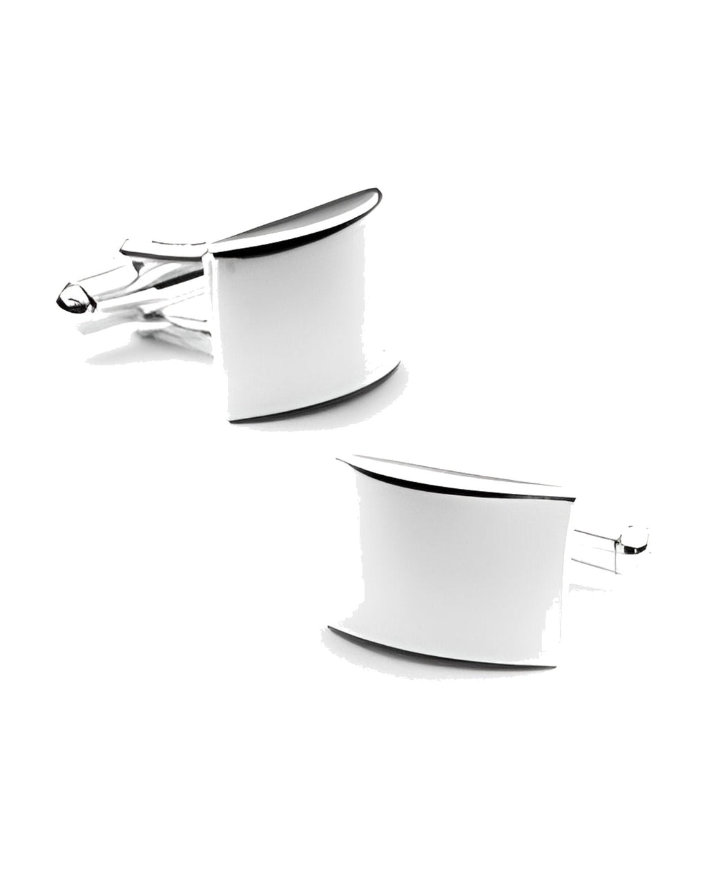 Engravable Sterling Silver Curved Cufflinks