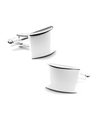 Engravable Sterling Silver Curved Cufflinks