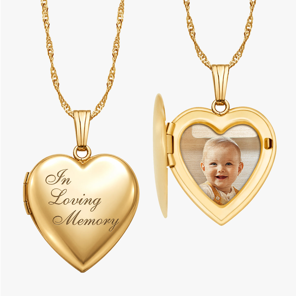 14K Gold-Filled In Loving Memory Heart Photo Locket