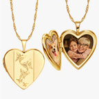 Solid 14K Yellow Gold Butterfly Heart Photo Locket