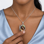 Plain Small Oval Photo Locket - on model