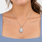 Plain Small Oval Photo Locket - on model