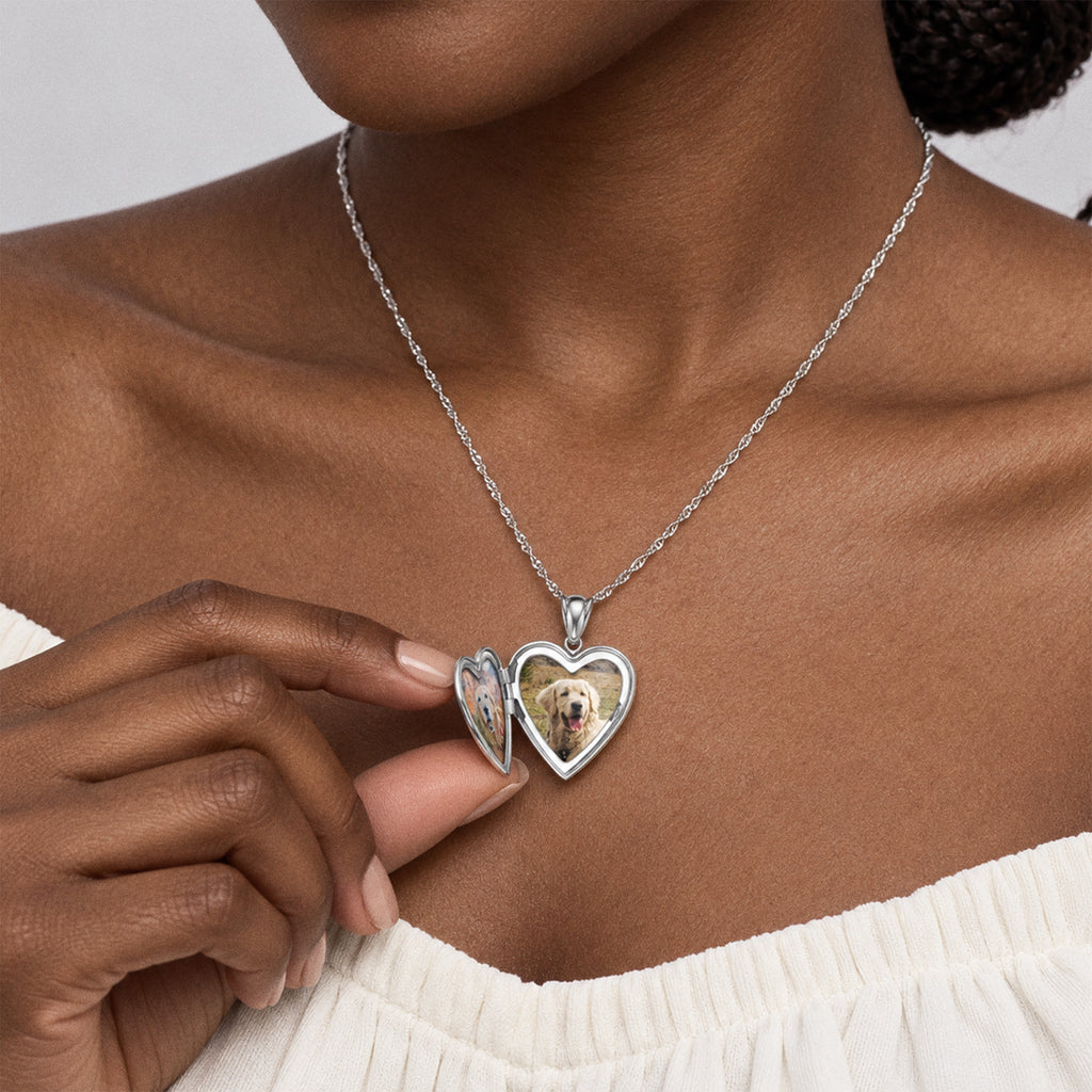 Premium Weight Heart Locket - on model
