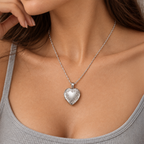 Premium Weight Heart Photo Locket - on model
