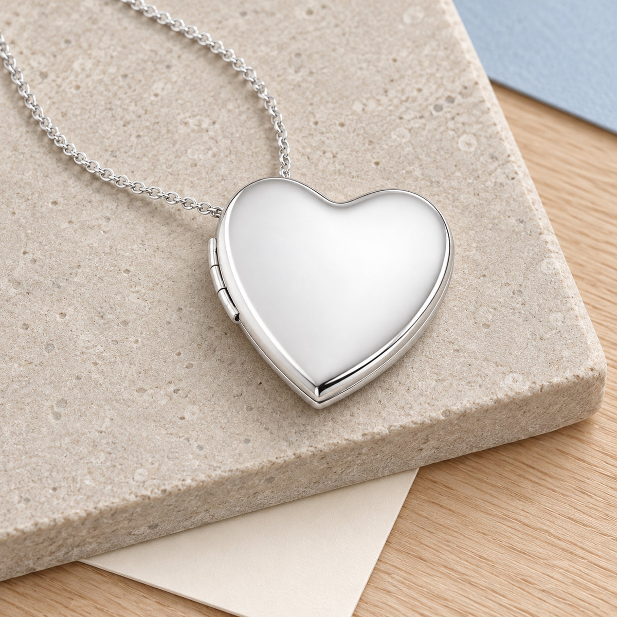 Side Dangle Plain Heart Photo Locket - lifestyle