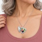 Side Dangle Plain Heart Photo Locket - on model