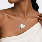 Side Dangle Plain Heart Photo Locket - on model