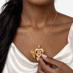 14K Gold-Filled Cascade Of Hearts Photo Locket - on model