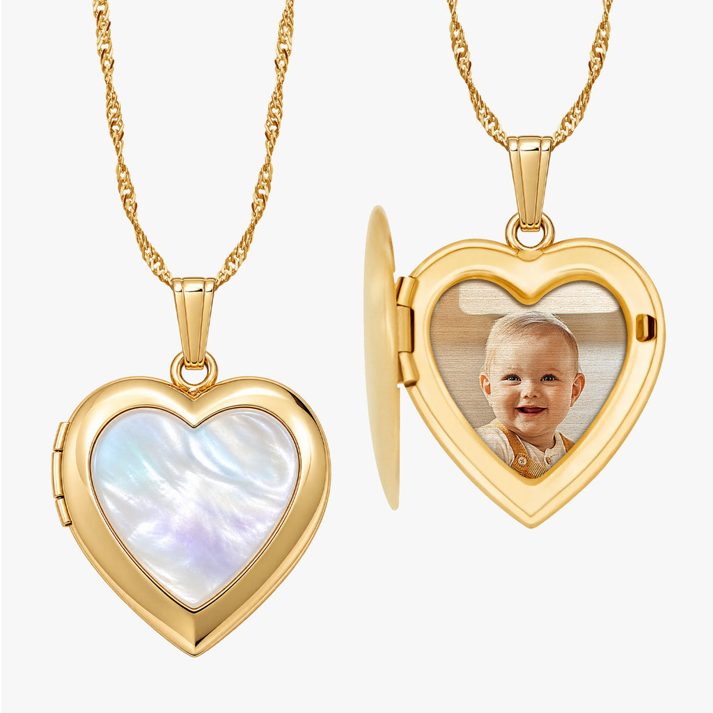 Mother Of Pearl Heart Photo Locket