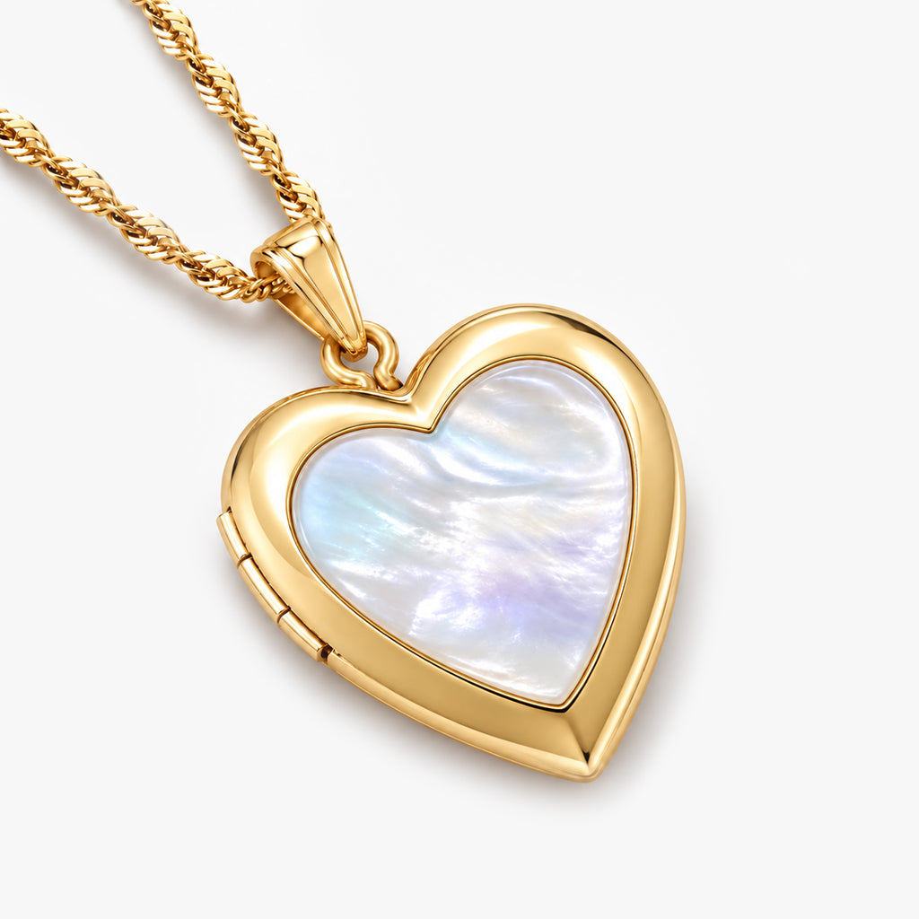 Mother Of Pearl Heart Photo Locket