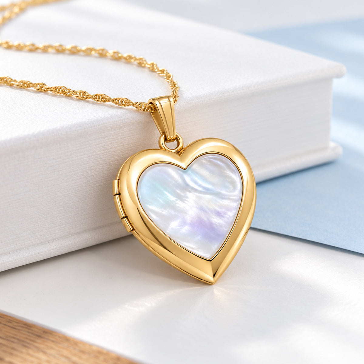 Mother Of Pearl Heart Photo Locket - lifestyle