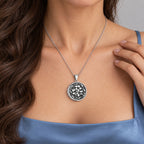 Antique Round Photo Locket - on model