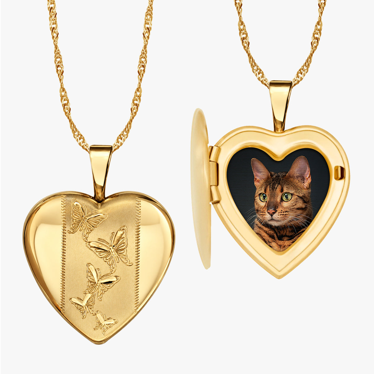 14K Gold Filled Small Butterfly Heart Photo Locket